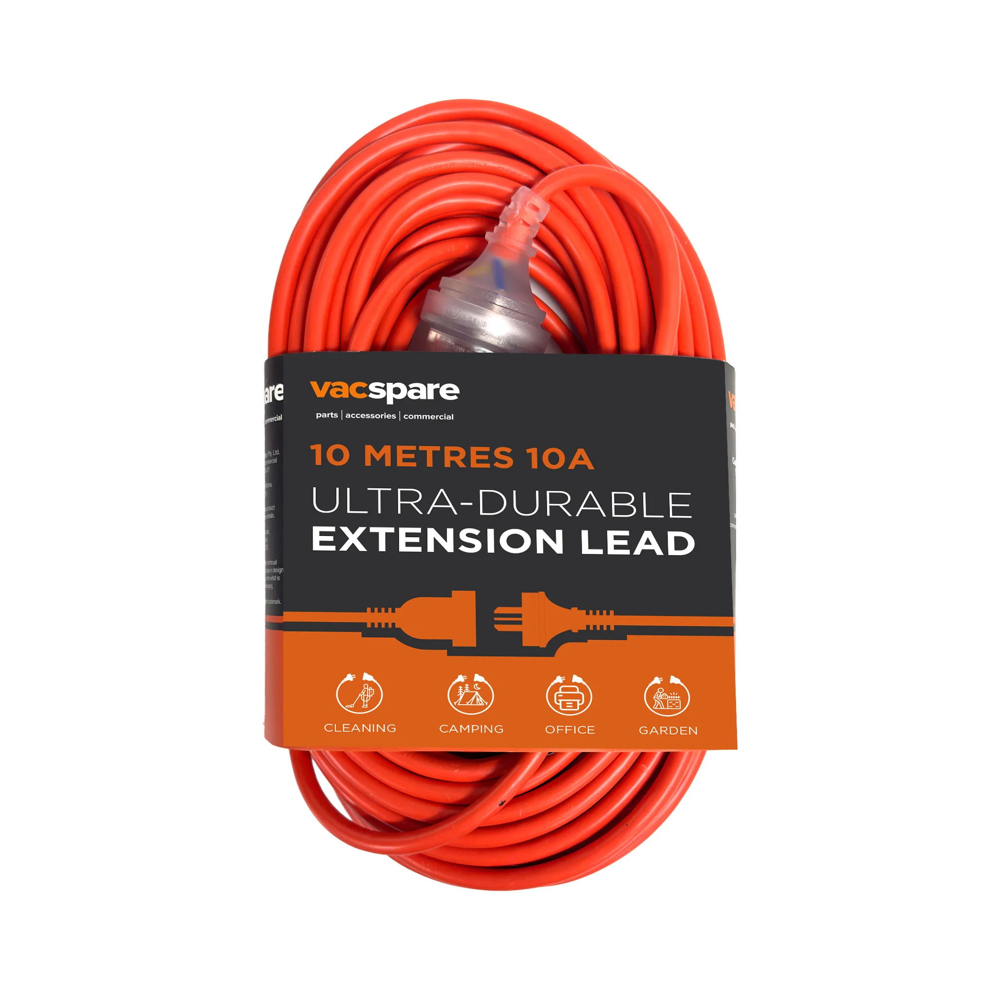 Vacspare 10m 3 Core 10A Orange Extension Cord - Image 3